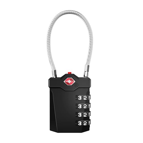 TSA Lock, Padlock, Four-Digit Dial Lock, Cable Type, For Travel, Safe, Anti-Theft