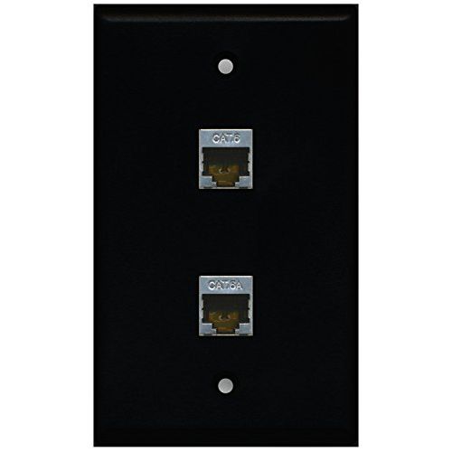 RiteAV - Black 1 Port Shielded Cat6 Ethernet 1 Port Cat6a Wall Plate
