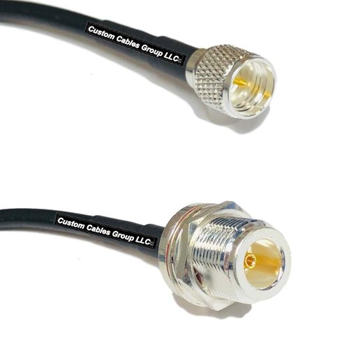 1 Foot RG400 Silver Plated Mini UHF Male to N Female Bulkhead RF Coaxial Cable