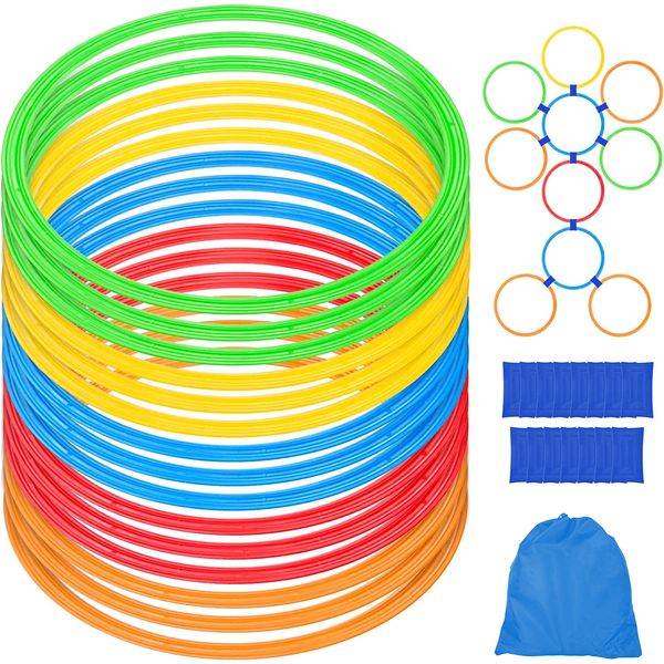 JESSFAR Ken Kempa, 11.0 inches (28 cm), Set of 15, For Children, Indoor and Outdoor Play, Exercise, Training Supplies, Speed Ring, Soccer, Balance, Practice Ring, Flat Toy, Toddler, Play, Ring, 5