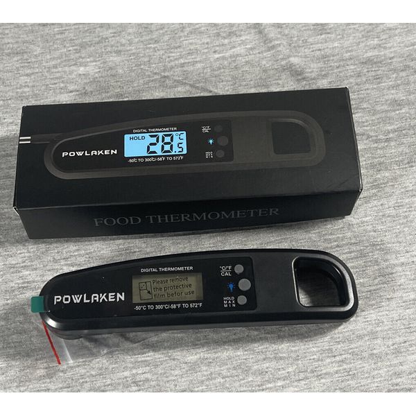 Powlaken Instant Read Meat Thermometer for Kitchen Cooking Black