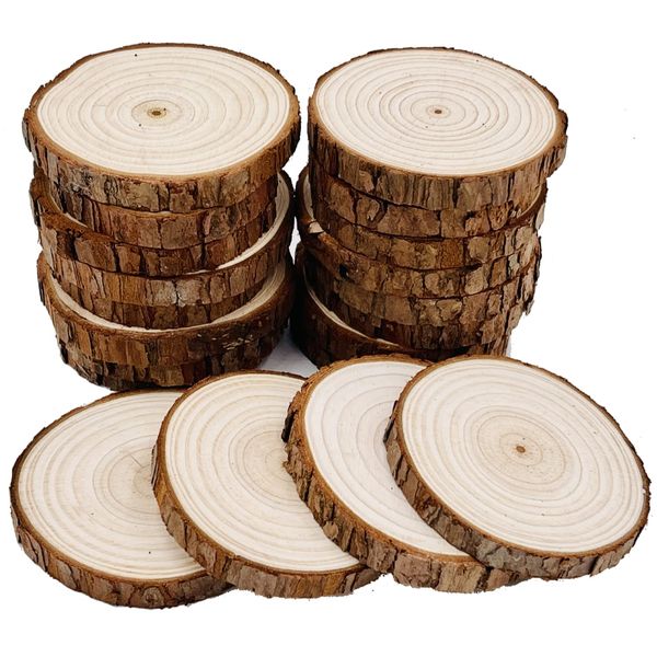 William Craft Unfinished Natural Wood Slices 20 Pcs 2.75-3.1 inch Wood Coaster Pieces Craft Wood kit Circles Crafts Christmas Ornaments DIY Crafts with Bark for Crafts Rustic Wedding Decorationbirch