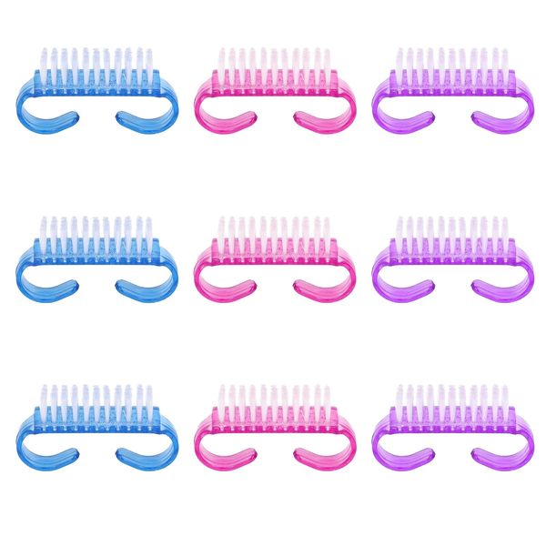 9 piece handle nail brush, plastic hand brush, nail scrubber cleaning brush, hand beauty brush, mini brush head, suitable for nails, pet teeth