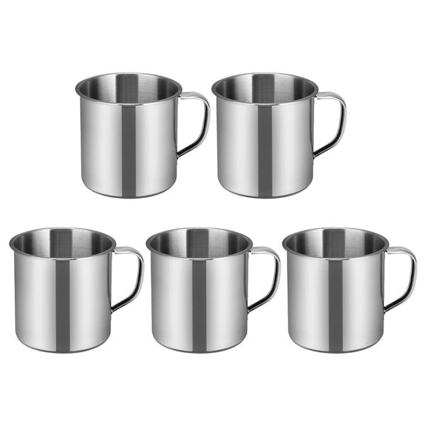 NUOBESTY Stainless Steel Double Walled Mugs Coffee Cups 5Pcs Stainless Steel Metal Handle Metal Shot Glasses Tea Mug Cup Coffee Cup with Stainless Steel Double Walled Mugs Insulated Cup