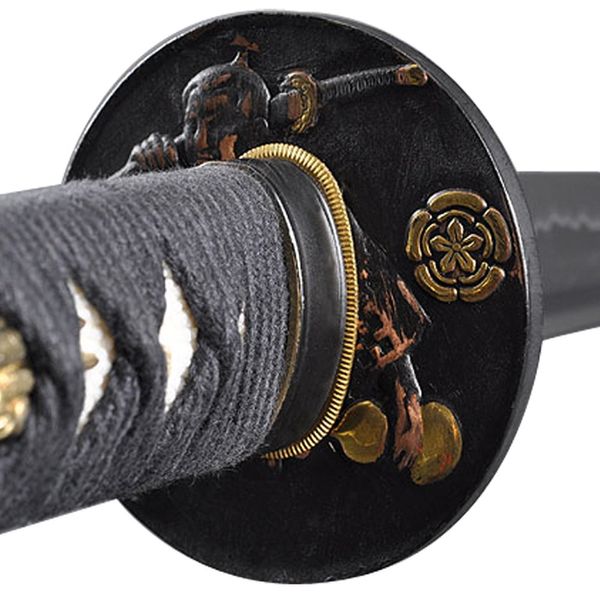 Handmade Sword - Samurai Katana Sword, Functional, Hand Forged, 1060 Carbon Steel, Heat Tempered, Full Tang, Sharp, Japanese Warrior Tsuba, Bendable Blade, Black Wooden Scabbard, Sword Certificate