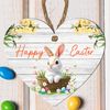 Handcrafted Easter Wooden Heart Plaque with 'Happy Easter' Quote - Rustic Spring Home Decor | Versatile & Customisable Hanging Decoration
