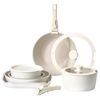 17 Pcs Pots and Pans Set Granite Nonstick Kitchen Cookware Sets Induction White