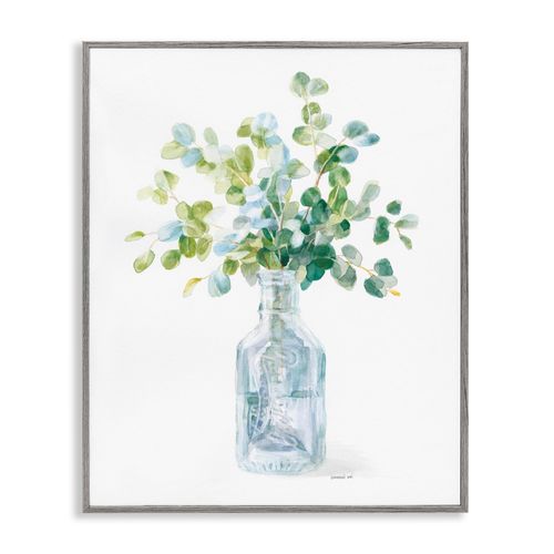 Stupell Industries Flower Jar Still Life Green Blue Painting, 11 x 14, Multi-Color