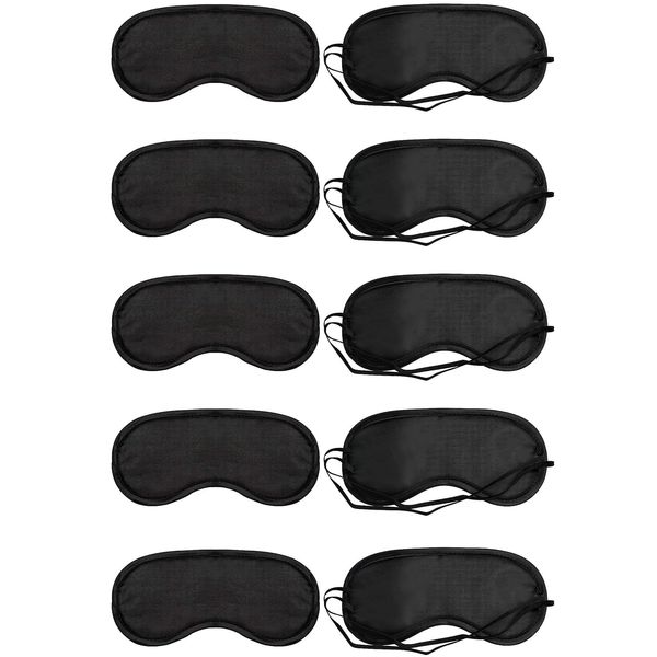 10 Pack Sleep Eye Mask Shade Cover Soft Sleep Blindfold for Women & Men Blackout Eye Shade Cover for Travel, Lunch Break, Nap, on The Plane, Hotel, Game, Camping(Black)