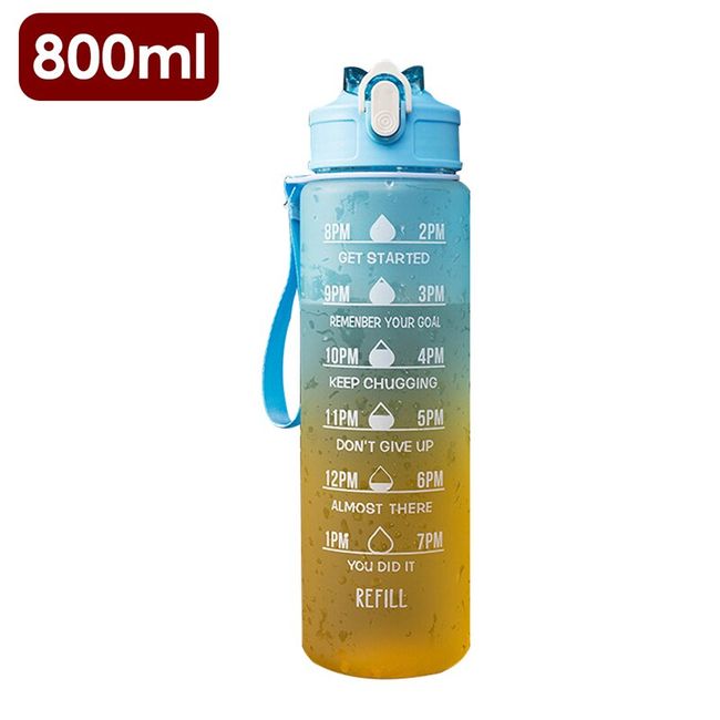 1 litre Motivational Fitness Sport Water Bottle with Straw & Time