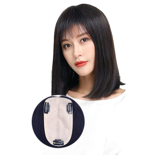 HIYE Partial Wig, 100% Human Hair, Skin Tone Artificial Scalp, Parting, Natural, Top Cover, Straight Hairpiece, Medical Use, Circular Alopecia, Thin Hair, Gray Hair, Antibacterial, Ultra Lightweight, Fluffy, Wig, For Women, Stylish, Arrangement, Pure Natu