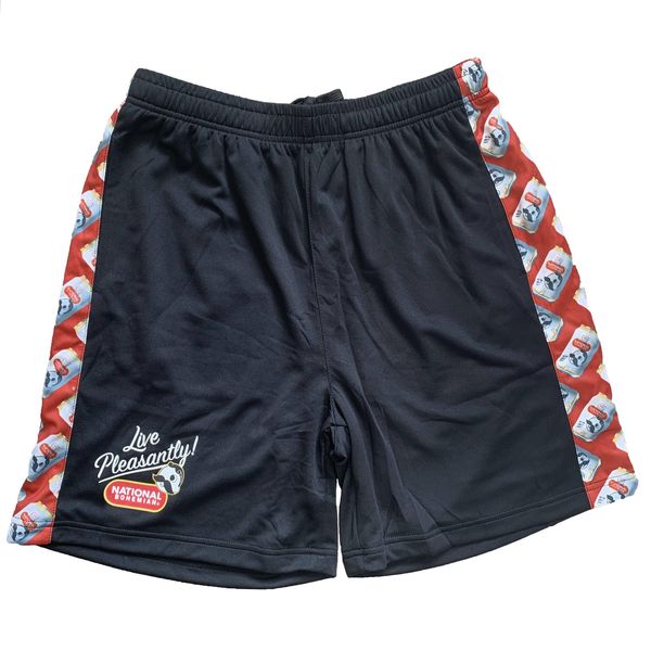 Natty Boh Can Pattern Sides (Black) / Running Shorts (Men) - X-Large / Black