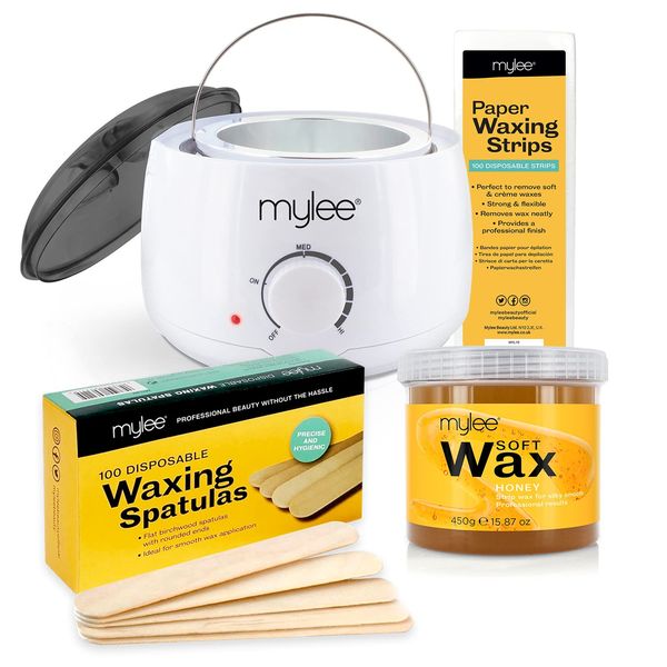 Mylee White Thermostatic Control Wax Heater & Mylee 450g Honey Soft Wax Kit NEW