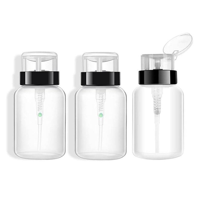 VASANA 3 PCS 200ml/7oz Push Down Empty Lockable Pump Dispenser Bottle Polish Remover Cleaner Pump Dispenser Bottle For Nail Polish Makeup Remover