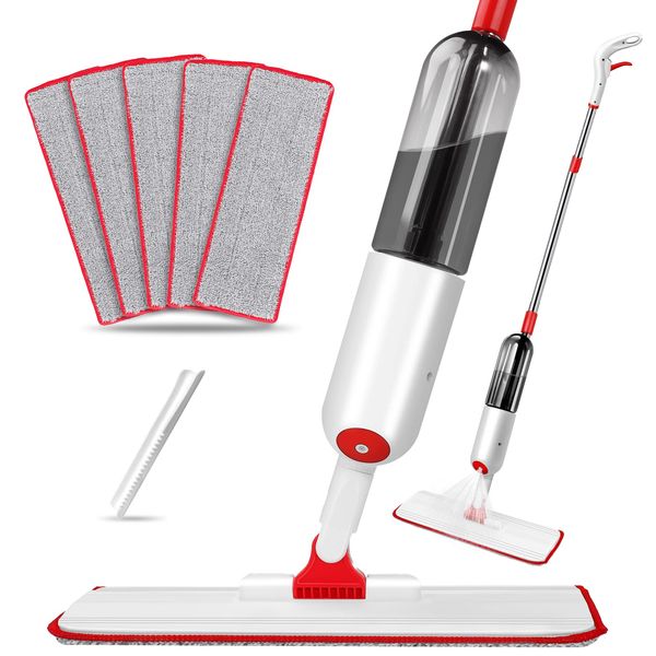 ZNM Mop Floor Mop Spray Mop Large Capacity Bottle Water Wiping Mop Fan Fountain Can Be Operated With One Hand, No Bend, 360 Degree Rotation, Cleaning Supplies, Microfiber Wiping Mop, Suitable for