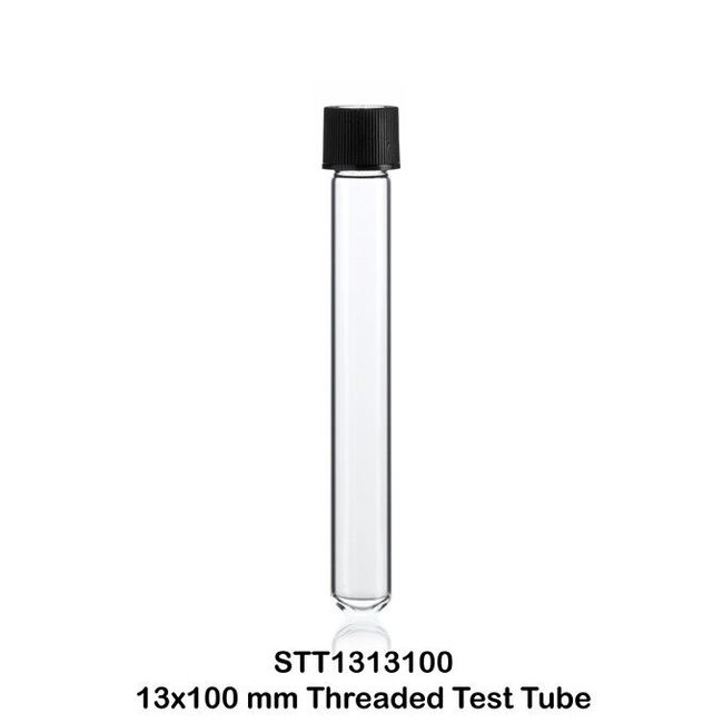 50 Glass Science Lab Culture Test Tubes w/ Caps 13 x 100 mm - 4 Inch, .3 Oz.