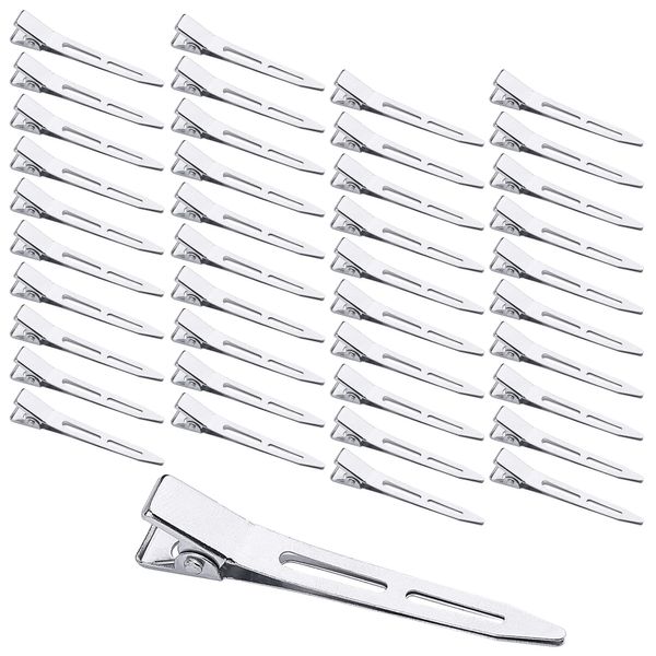 Mbsomnus 40 Stück EnteBill Haarspangen Silber Haarclips 5,5 cm Haarklemmen Friseur Alligator Clips Metall Haarspangen für Haarklammern Damen Spangen Friseursalon Mädchen Haarstyling DIY