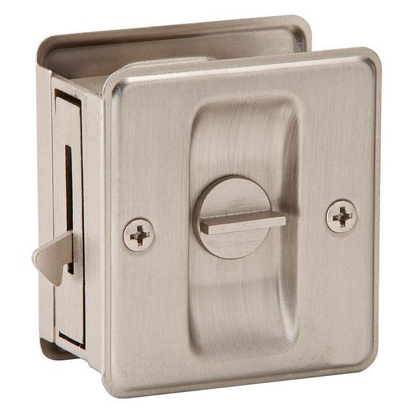 Ives by Schlage 991B619 Sliding Door Lock, Satin Nickel