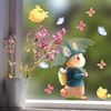 Hianjoo 140 PCS Easter Window Stickers, 9 Sheets Window Decoration Easter Bunny Static Stickers with Easter Eggs, Chicks Window Sticker Decorations Reusable for Easter
