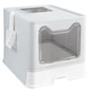 Top Exit Cat Litter Box with Tray Foldable Large Kitty Litter Boxes Toilet Clean