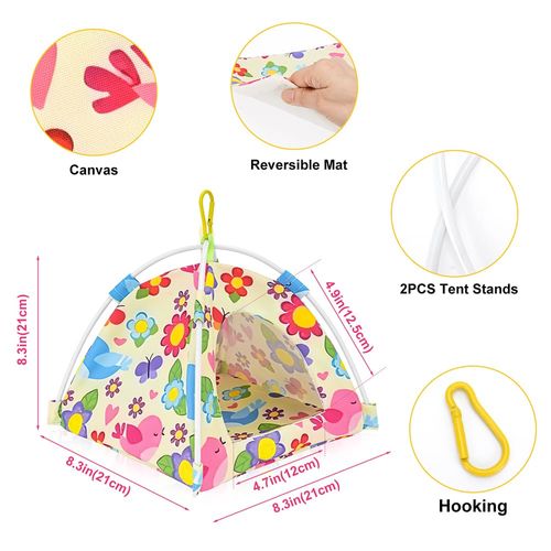 All-Season Bird Bed & Nest Tent with Dual-Sided Mat — Compact Hammock Cage Accessory for Budgies, Lovebirds, Finches, Parrotlets & Small Birds (Medium)