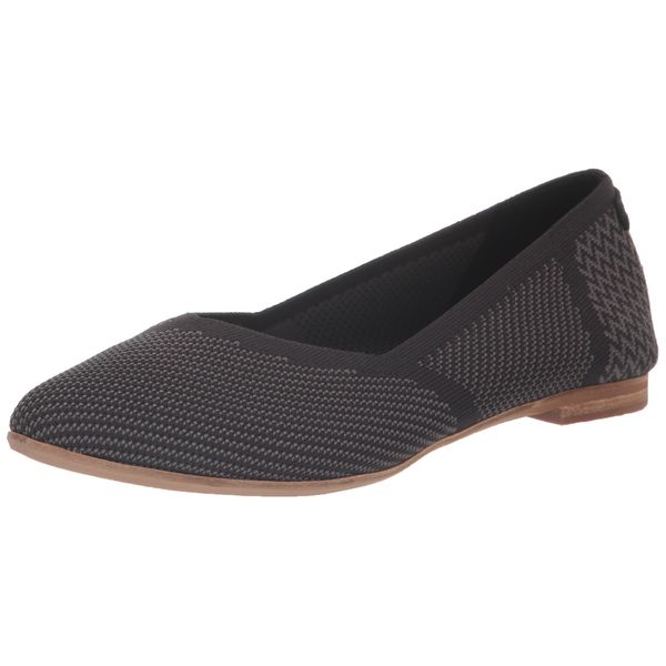 TOMS Women's Jutti Neat Ballet Flat, Black Repreve Knit, 3 UK