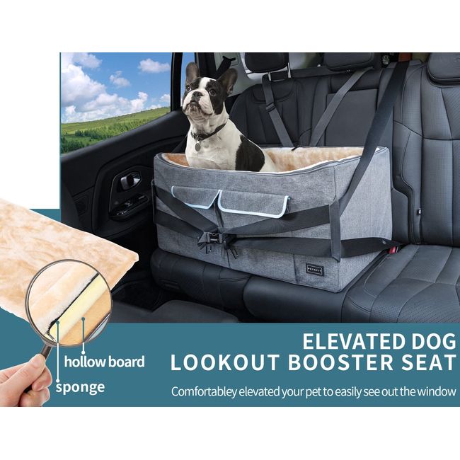 Pet Car Seat, Dog Car Booster Seat for Medium to Large Dogs with 2