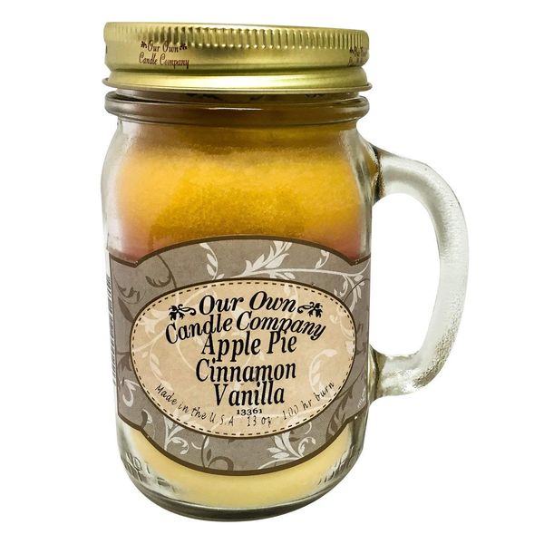 Our Own Candle Company Apple Pie Cinnamon Vanilla Scented 13 Ounce Mason Jar Candle