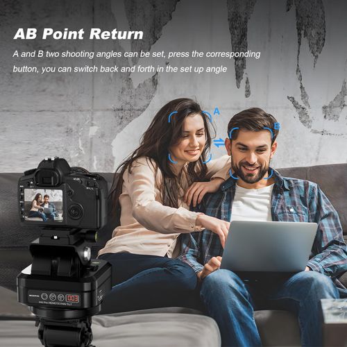 Soonpho M4 Pro Motorized Tripod Head, Rotating Panoramic Control 360° Pan Tilt Head with 40M Wireless Remote Control and Mobile Phone Clip for DSLR Cameras, Camcorders, Smartphones