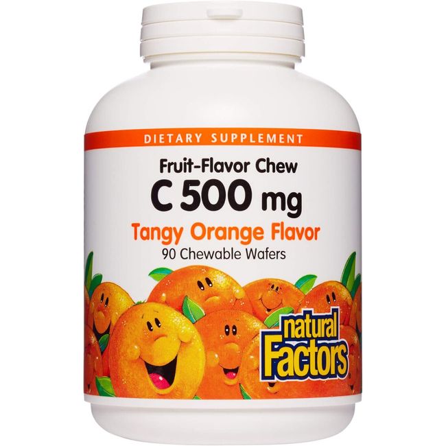 Natural Factors Vitamin C 500mg,Tangy Orange Flavor,90 Chewable Wafers