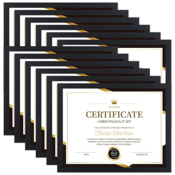 Document frames 8.5x11 Certificate Frames for Wall Or Tabletop , Set of 12 Black