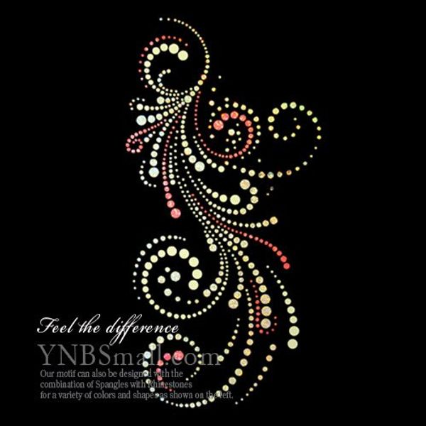 [Spangle] Sequin Motif (Streamline Motif) Iron On XL Size