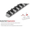 TEKTON 3/8 Inch Drive x 18 Socket Rail, 20 Clips (Gray) (20-Tool), Gray 