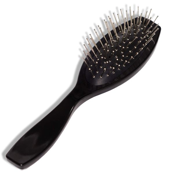 Wig Wire Brush by The Hair Shop - Salon Professional Grade Ergonomic Travel Size- Small & Safe Detangler Tool for 100% Remy Human & Synthetic Hair Extensions, Wigs, & Doll Hair - For Kids, Men & Women