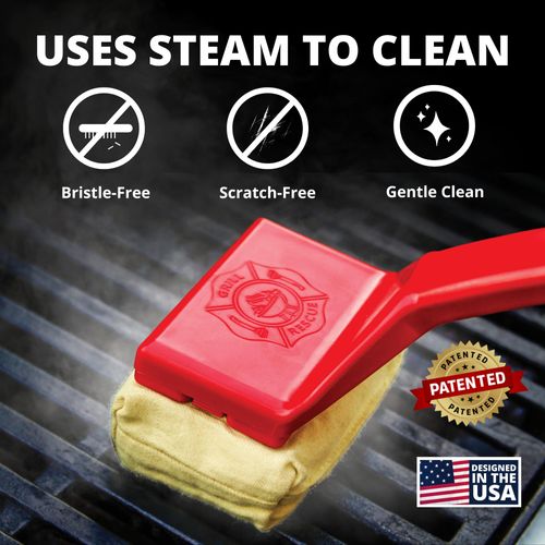 Grill Rescue BBQ Replaceable Scraper Cleaning Head, Bristle Free Grill Brush - Durable and Unique Scraper Tools for Cast Iron or Stainless-Steel Grates, Barbecue Cleaner (Non Scraper Brush)