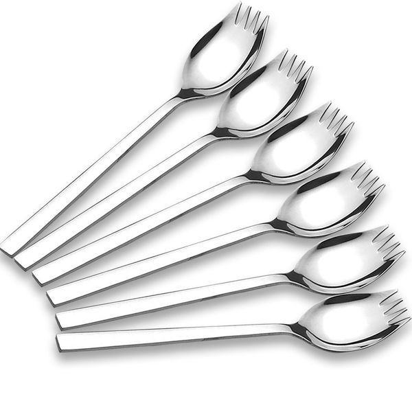 WEKTUNAA 6-pack Stainless Steel Sporks for Everyday Use, Back to school lunch supplies Camping Hiking Heavy Duty Flatware set,7.6-inch (M)