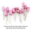 GreenLife® 12pcs Nail Drill Bits Kit Quartz Bit Set Nail Drills Bits Stone Pink 3/32" Mill Cutters Electric Machine
