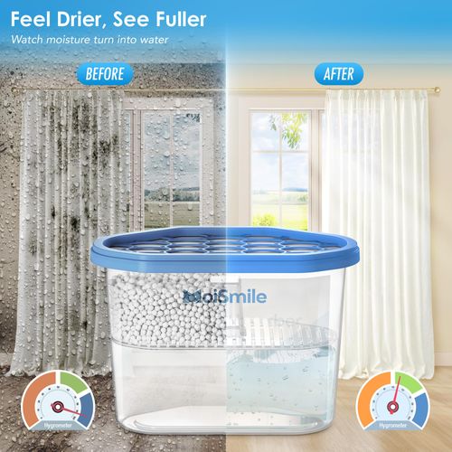 Moisture Absorbers 3 Pack, Fragrance-Free Closet Dehumidifier for Bathroom, Car ＆ Basement, 10.5 oz Refillable Humidity Absorber Boxes