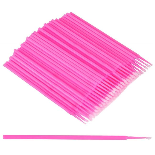 AOVNA 100 Pieces Micro Applicator Brushes Make Up Mascara Brushes Disposable Applicator Eyelash Extension Brush for Beauty Salon Home Use (Rose Red)