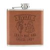 Beware Crazy Mac and Cheese Lady 6oz PU Leather Hip Flask Tan