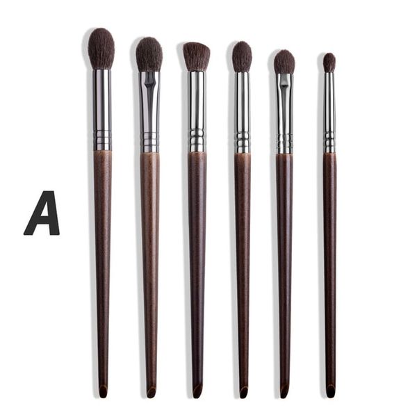 2/6pcs Eyeshadow Makeup Brush Set Natural Goat Bristle Cosmetic Tool Highlight Blending