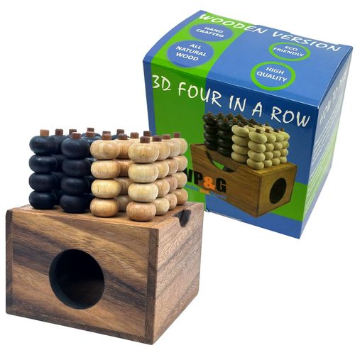 Winshare Puzzles and Games 3D Four in a Row Wooden Strategy Game