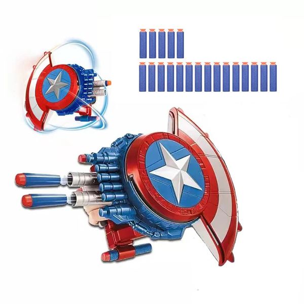 Captain America Dart Shooting Shield and 20 Darts Nerf Guns Toy, Kids Boys Toddlers Gun Toys Gift for Easter Basket Age 3-12 Years Old Birthday Holiday Party