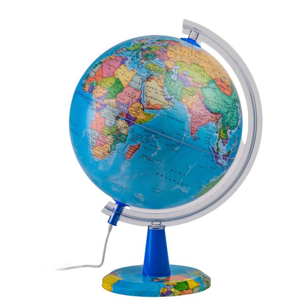 TOPGLOBE 20cm Illuminated Globe - English Map - Modern Political World globe - Educational/Geographic/Desktop Decoration