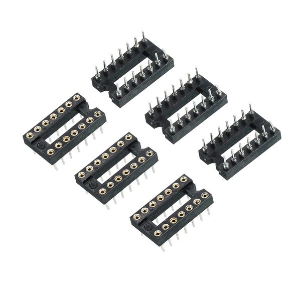 uxcell DIP IC Chip Socket Adapter Round Pin for PCB Board Chip 14P 2.54mm Pitch IC Sockets 6pcs