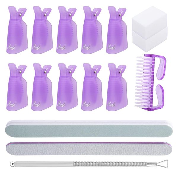 104pcs Gel Polish Remover Kit,Portable Professional Nail Clip Gel Polish Remover Kit,Manicure Remover Tool Set for Gel Nail Removal(Purple)