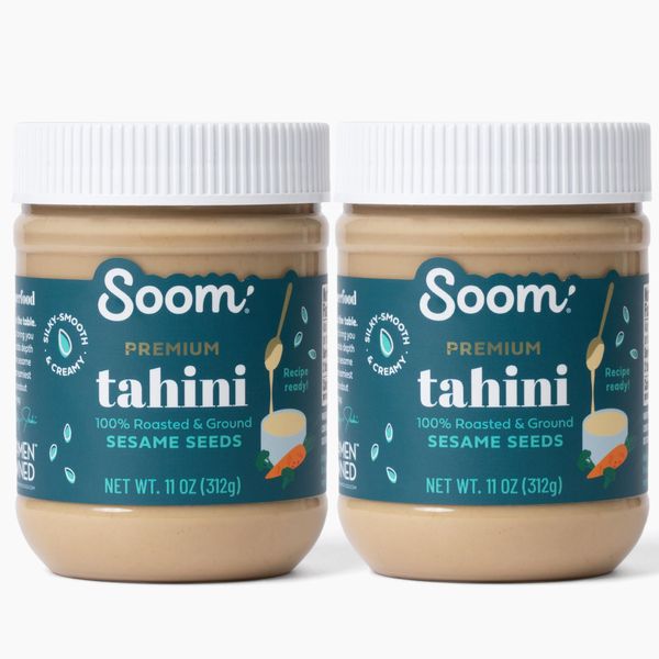 Soom Foods Ground Sesame Tahini Paste 11oz (2 Pack) | Silky Smooth Texture in Hummus, Dips, Salad Dressings | Vegan, Nut-Free, Gluten-Free, Kosher, Keto, Paleo, Whole30