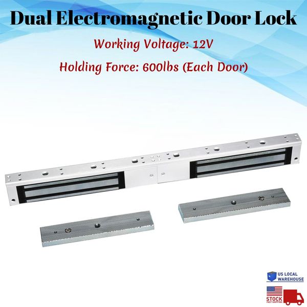Double 12V Electric Magnetic Door Lock Dual Electromagnetic 600LB Access Control