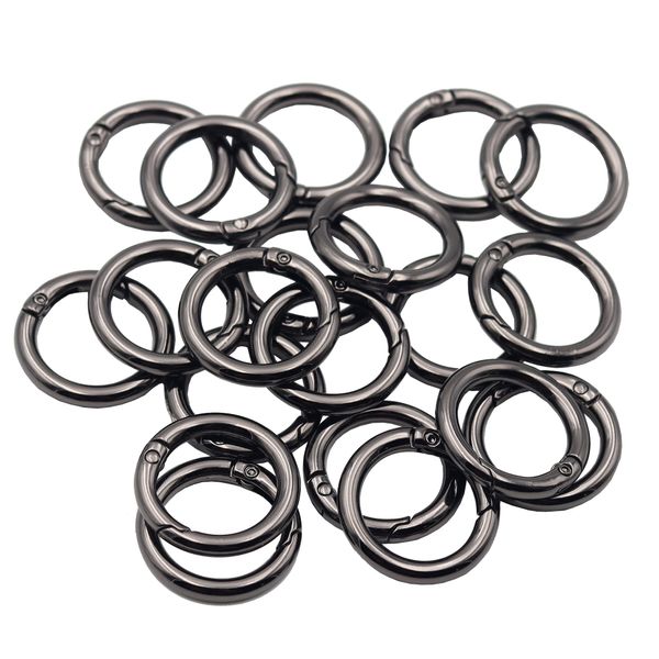 JWBIZ 20pcs Trigger Spring O Rings Round Carabiner Clip Snap for Keyrings Buckle, Bags,Purses (Gun Black, 3/4 inch)