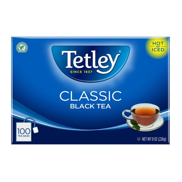 Tetley Black Tea, Classic, 100 Tea Bags (Packaging may vary), Pack of 6